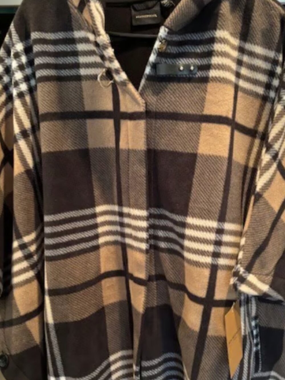 Weatherproof Women's Plaid Hooded Poncho NWT Size 1X